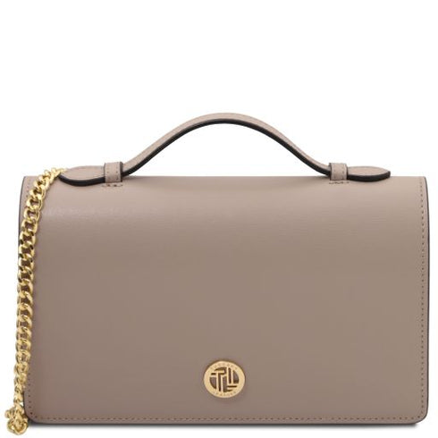 Opera - Leather clutch with chain strap